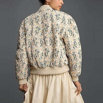 Daisy Embroidered Bomber Jacket