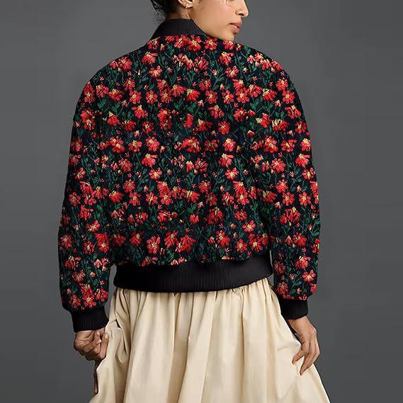 Daisy Embroidered Bomber Jacket