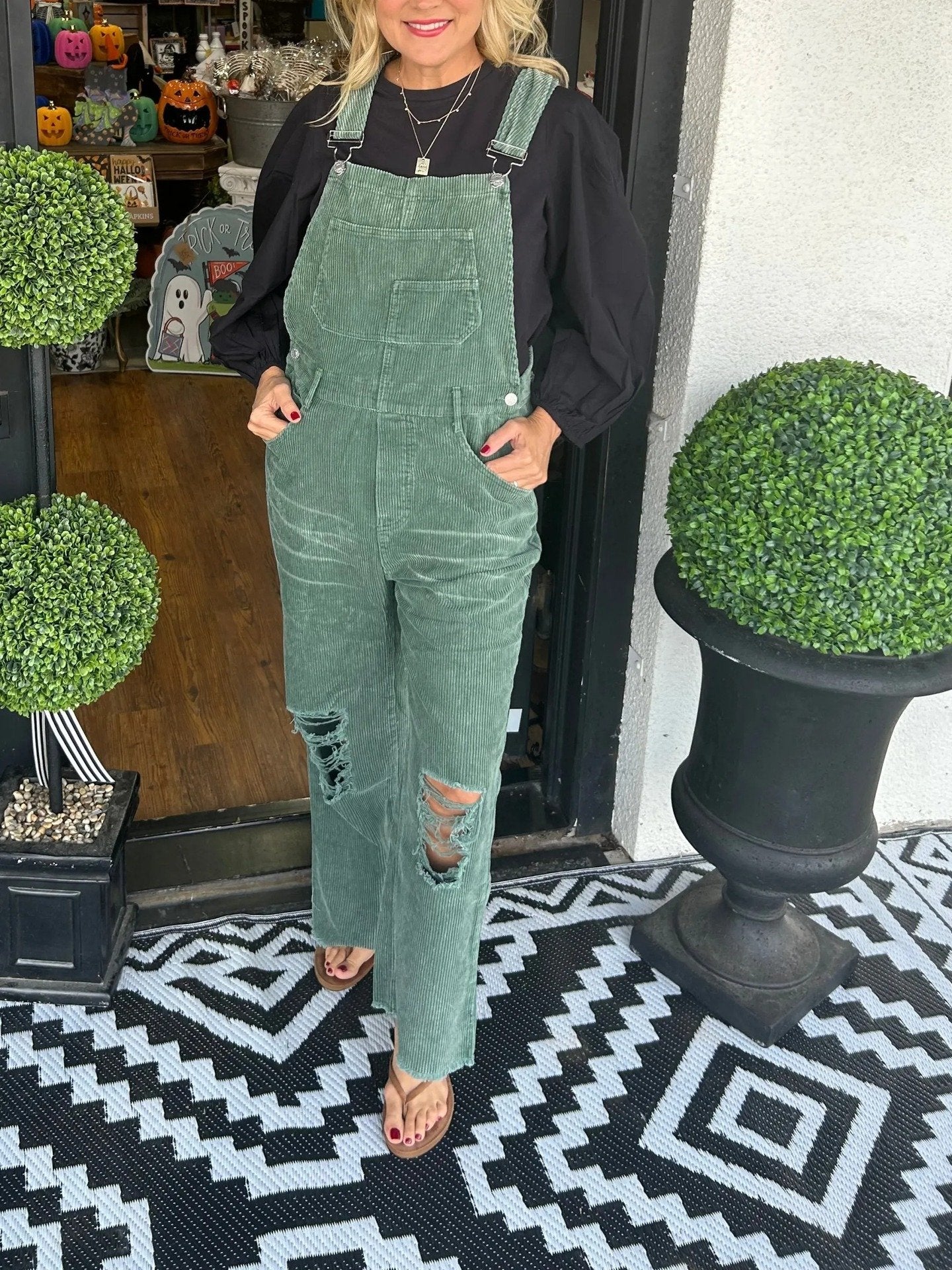 Corduroy Pocket Hole Jumpsuit