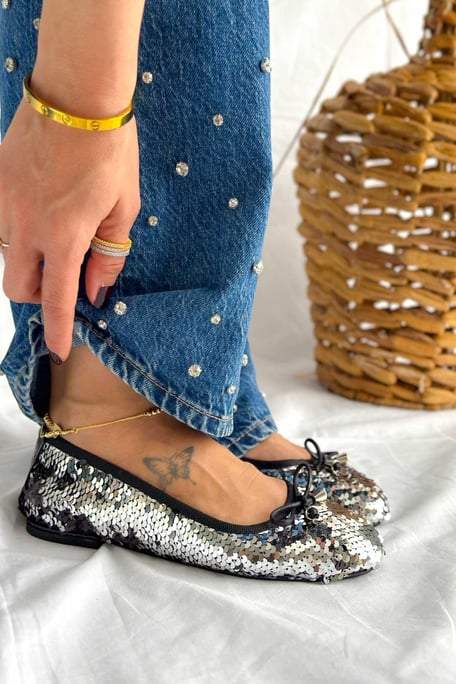 Classic Sequined Bow Flats