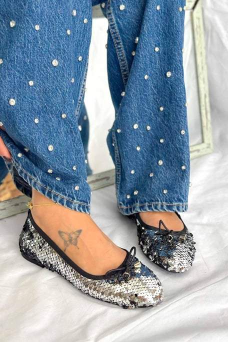 Classic Sequined Bow Flats