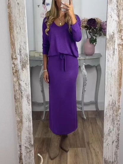 Comfortable Solid Color Dress Two-Piece Set