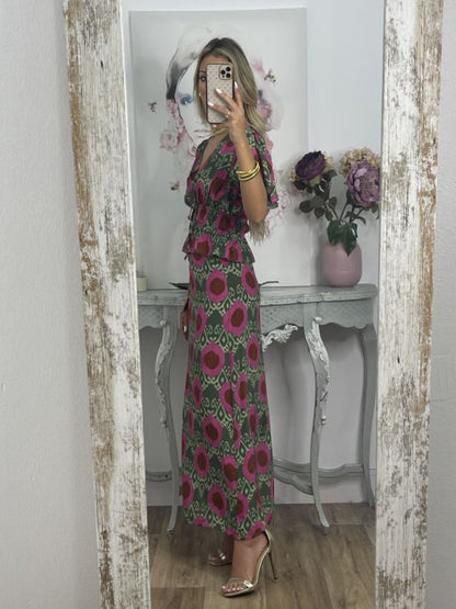 Elegant Print Dress Two-Piece Set