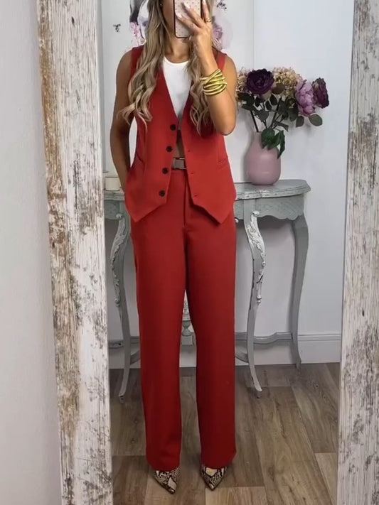 Casual Vest & Pants Two-Piece Set