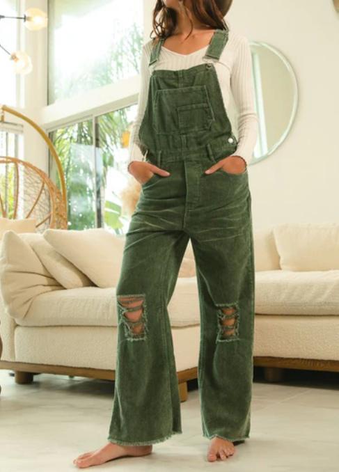 Corduroy Pocket Hole Jumpsuit