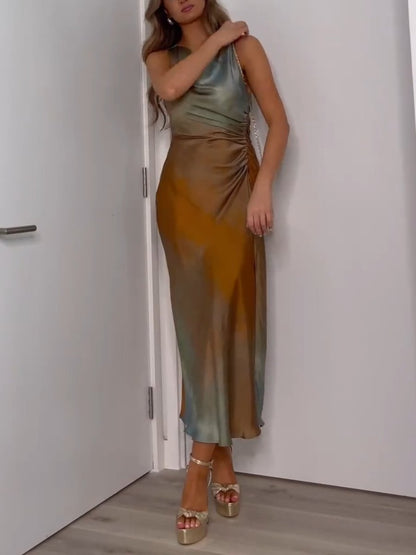Elegant Strap Gradient Maxi Dress