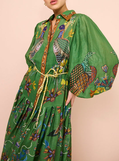 Green vintage peacock dress