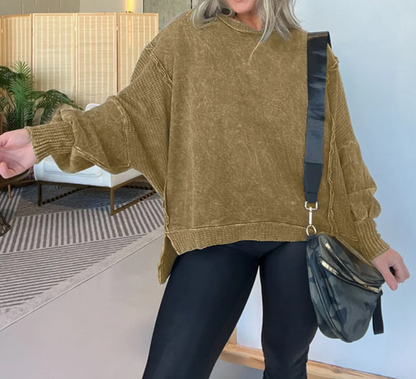 Oversized Dolman Sleeve Washed Pullover