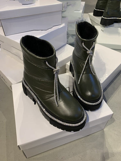 Women's Shiny Leather Snow Boots