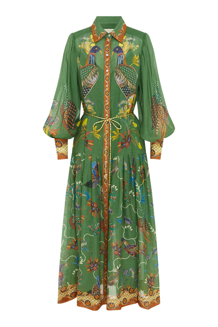 Green vintage peacock dress