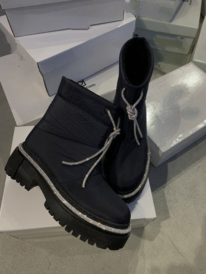 Women's Shiny Leather Snow Boots