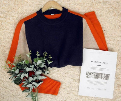 Navy and Orange Retro Stripe Sweater