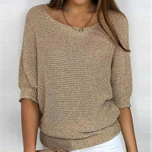 Classic Brown Knitted Long Sleeve Sweater