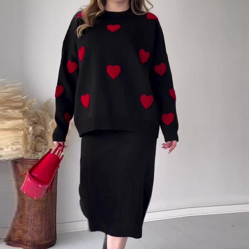 Heart Skirt Knitwear Set