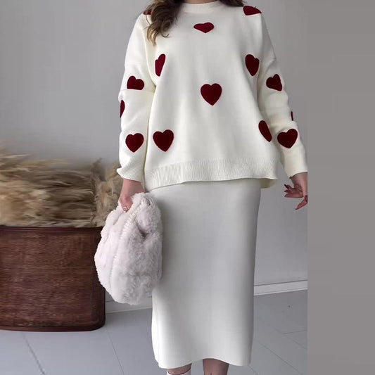 Heart Skirt Knitwear Set