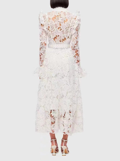 Lace Butterfly Sleeve Midi Dress