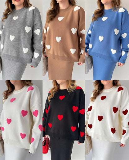 Heart Skirt Knitwear Set