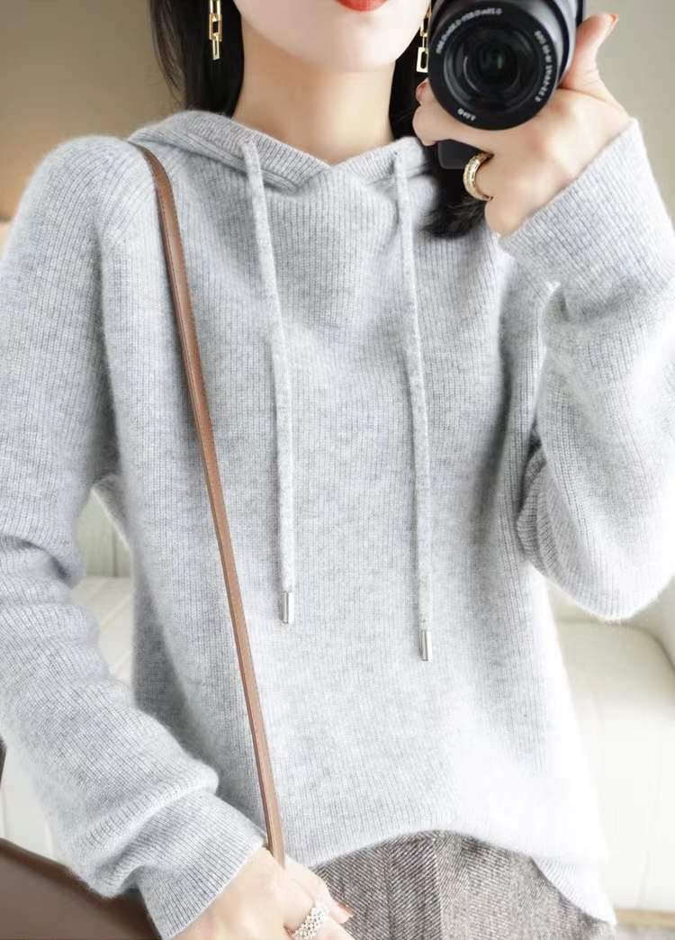 Loose Hooded Knitted Sweater