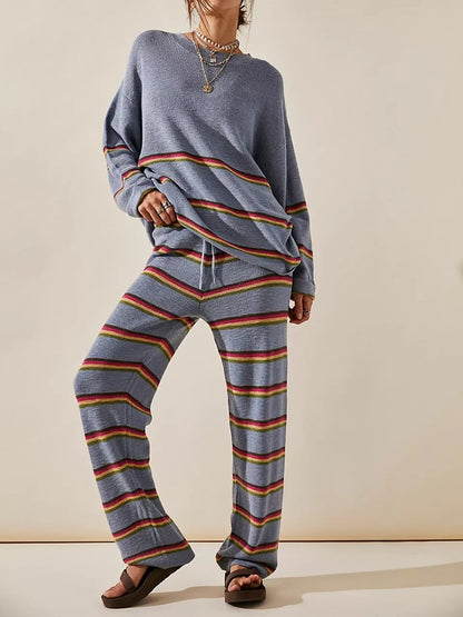 Casual Striped Sweater 2pc Set