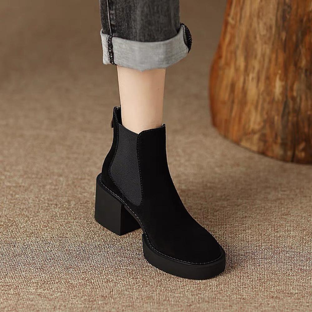 Suede High Heel Chunky Fashion Boots