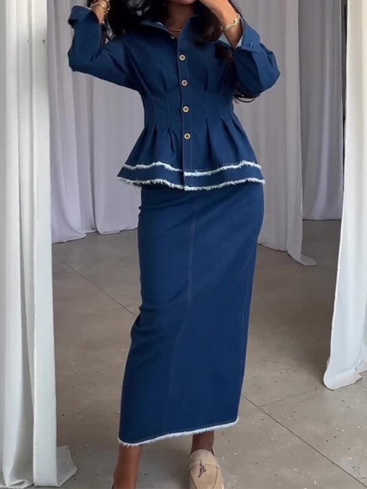 Fashion Waist Slim Package Hip Skirt Set